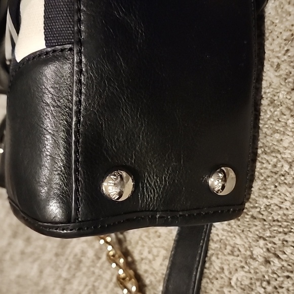 Michael kors Hamilton medium satchel cross body bag. Black/white/gold - Picture 6 of 16